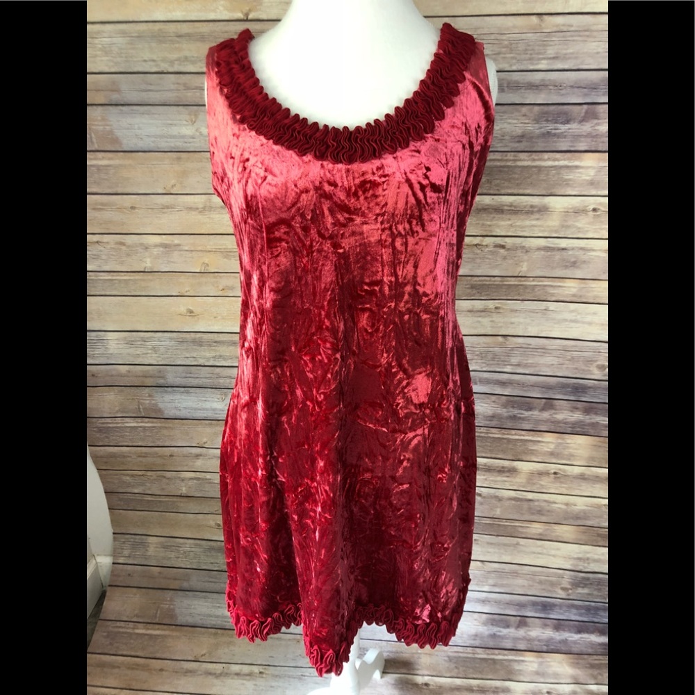 Nicole by Nicole Miller Crushed Red Velvet Dress